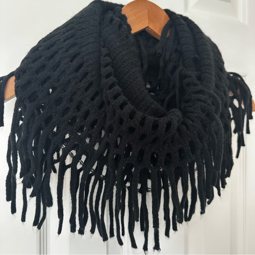 Cozy Black Knit Infinity Scarf